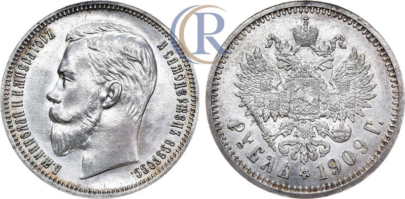 1 рубль 1909 года. АГ-(ЭБ) Russia. 1 Rouble 1909 Серебро. 20,02г. 
 Уздеников 21...