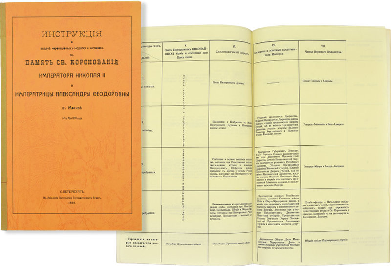 Инструкция о выдаче коронационных медалей и жетонов в память св. коронования Имп...