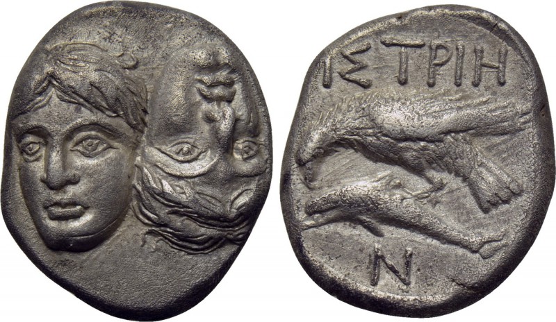 MOESIA. Istros. Drachm (4th century BC). 

Obv: Facing male heads, the right i...