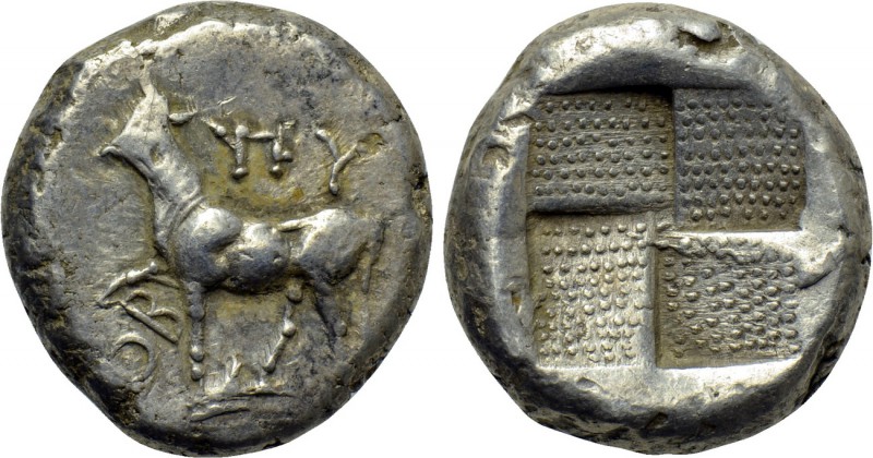 THRACE. Byzantion. Tetradrachm (Circa 387/6-340 BC). 

Obv: 'ΠΥ. 
Bull standi...