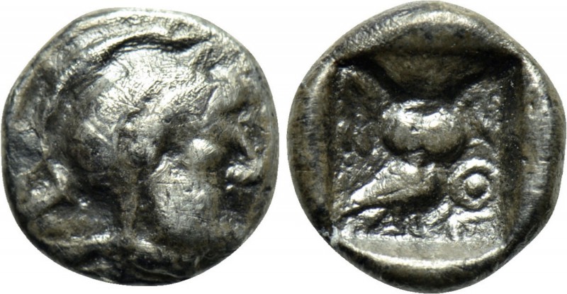 ATTICA. Athens. Hemiobol (Circa 500/490-485/0 BC). 

Obv: Helmeted head of Ath...