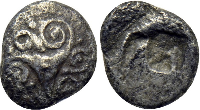 ASIA MINOR. Uncertain. Hemiobol (Circa 5th century BC). 

Obv: Spiral ornament...
