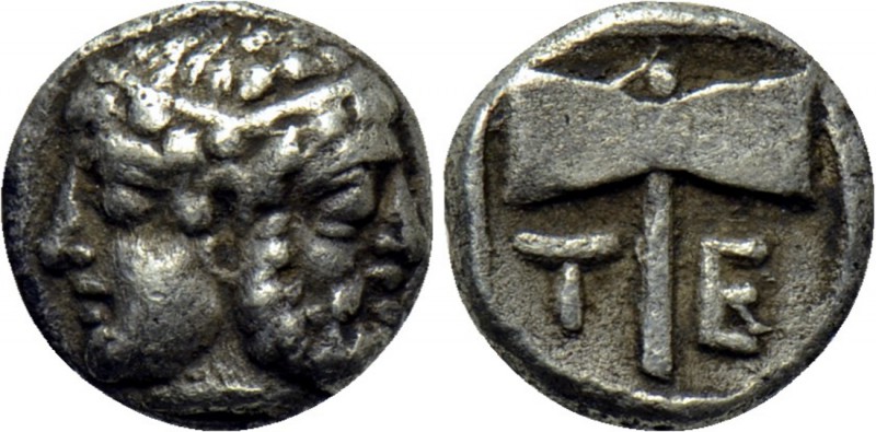 TROAS. Tenedos. Obol (Late 5th-early 4th century BC). 

Obv: Janiform male and...