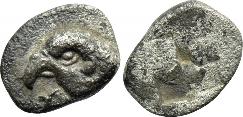 AEOLIS. Kyme. Hemiobol (Circa 480-450 BC). 

Obv: K - Y. 
Head of eagle left....