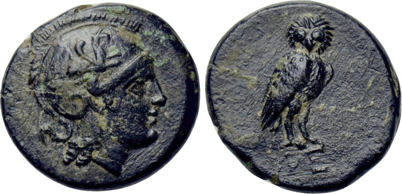 AEOLIS. Neonteichos. Ae (Circa 2nd century BC). 

Obv: Helmeted head of Athena...