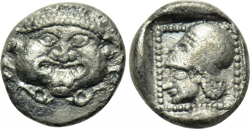 LESBOS. Methymna. Diobol (Circa 500-480/60 BC). 

Obv: Facing gorgoneion.
Rev...