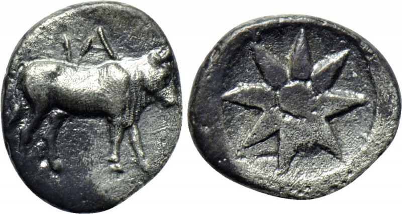 IONIA. Magnesia ad Maeandrum. Hemiobol (Circa 450-400 BC). 

Obv: MA. 
Bull s...