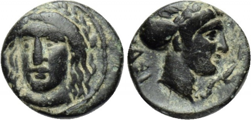 CARIA. Iasos. Ae (4th-3rd centuries BC). 

Obv: Laureate head of Apollo facing...