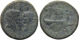 ACHAEA. Mark Antony with Octavia. Dupondius (Circa 38-37 BC). Ae. M. Oppius Capito, magistrate.
