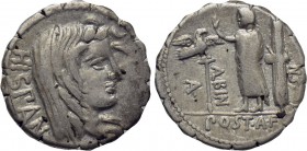 A. POSTUMIUS A. F. SP. N. ALBINUS. Serrate Denarius (81 BC). Rome.