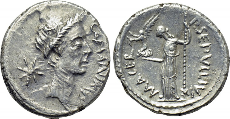 JULIUS CAESAR. Denarius (44 BC). Rome. P. Servillius Macer, moneyer. 

Obv: CA...