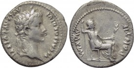 TIBERIUS (14-37). Denarius. "Tribute Penny" type. Lugdunum.