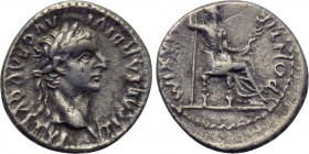 TIBERIUS (14-37). Denarius. "Tribute Penny" type. Lugdunum.