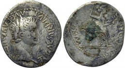 TIBERIUS (14-37). FourrÃ©e Denarius. "Tribute Penny" type. Imitating Lugdunum.