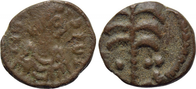 MAURICE TIBERIUS (582-602). Nummus. Carthage. 

Obv: Diademed, draped and cuir...