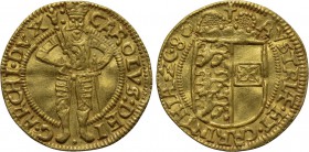 HOLY ROMAN EMPIRE. Charles (Archduke of Inner Austria, 1564-1590). GOLD Dukat (1580). Klagenfurt.