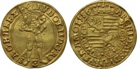 HOLY ROMAN EMPIRE. Rudolf II (1576-1612). GOLD Dukat (1586). Prague.