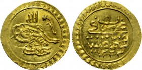 OTTOMAN EMPIRE. Mahmud II (AH 1223-1255 / AD 1808-1839). GOLD Çeyrek. Qustantiniya (Constantinople) mint. Dated AH 1223//1 (AD 1808).