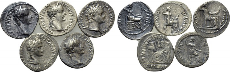 5 denari of Tiberius and Augustus. 

Obv: .
Rev: .

. 

Condition: See pi...