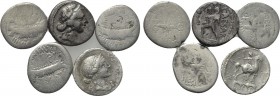 5 Roman republican denari; including Julius Caesar.