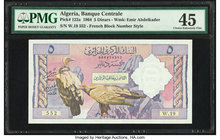 Algeria Banque Centrale d'Algerie 5 Dinars 1.1.1964 Pick 122a PMG Choice Extremely Fine 45. Staple holes.

HID09801242017