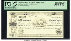 Argentina Casa de Moneda 10 Pesos 1.3.1844 Pick S390SP Proof Reprint PCGS Choice About New 58 PPQ. 

HID09801242017