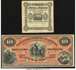 Argentina Provincia de Buenos Ayres 1 Peso 1867 Pick S471 Fine-Very Fine; Banco Oxandaburu y Garbino 10 Pesos Bolivianos 2.1.1869 Pick S1784r Remainde...