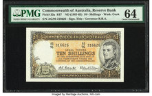 Australia Commonwealth Bank of Australia 10 Shillings ND (1961-65) Pick 33a R17 PMG Choice Uncirculated 64. 

HID09801242017