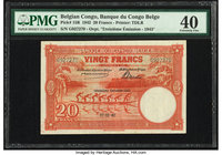 Belgian Congo Banque du Congo Belge 20 Francs 10.12.1942 Pick 15B PMG Extremely Fine 40. 

HID09801242017