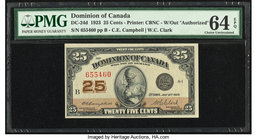 Canada Dominion of Canada 25 Cents 2.7.1923 DC-24d PMG Choice Uncirculated 64 EPQ. 

HID09801242017