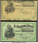Colombia Banco del Estado 1 Peso 1900 Pick S504b; S504d Crisp Uncirculated. The S504d example has a misaligned black overprint.

HID09801242017