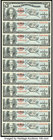 Cuba Banco Nacional de Cuba 1 Peso 1953 Pick 86a, Ten Consecutive Examples Choice Crisp Uncirculated. 

HID09801242017