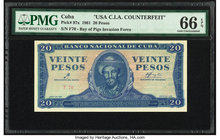 Cuba Banco Nacional de Cuba 20 Pesos 1961 Pick 97x C.I.A. Counterfeit PMG Gem Uncirculated 66 EPQ. 

HID09801242017
