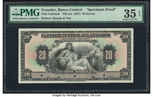 Ecuador Banco Central del Ecuador 20 Sucres ND (ca. 1927) Pick UNL Specimen Proof PMG Choice Very Fine 35 EPQ. Three POCs.

HID09801242017