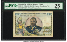 Equatorial African States Banque Centrale Etats De L'Afrique Equatoriale 100 Francs ND (1961-62) Pick 1a PMG Very Fine 25. 

HID09801242017