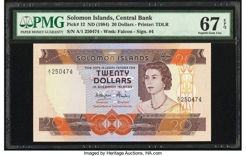 Solomon Islands Central Bank of Solomon Islands 20 Dollars ND (1984) Pick 12 PMG...