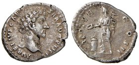 Marco Aurelio (161-180) Denario - Testa a d. - R/ Genio stante a s. - C. 661; RIC A458 AG (g 2,80)
BB
