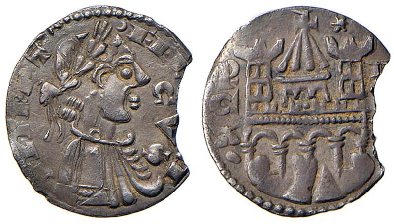 BERGAMO A nome di Federico II (XIII sec.) Grosso da 4 denari - MIR 17 AG (g 1,14...