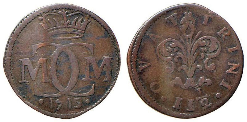 FIRENZE Cosimo III (1670-1723) 2 ½ Quattrini 1715 - MIR 341 CU (g 1,54) Piegatur...