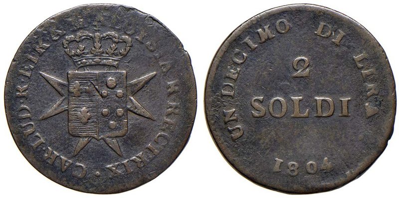FIRENZE Carlo Ludovico (1803-1807) 2 Soldi 1804 - Gig. 19 CU (g 3,88)
qBB