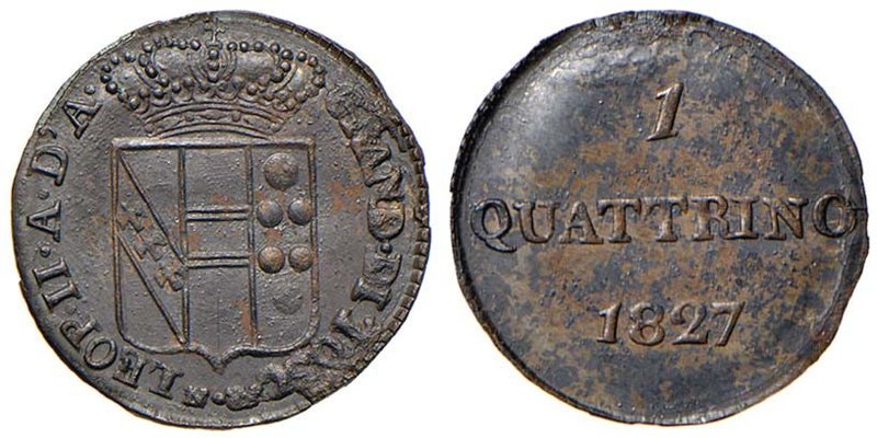 FIRENZE Leopoldo II (1824-1859) Quattrino 1827 - Gig. 93- CU (g 0,83) R Screpola...
