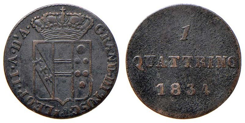 FIRENZE Leopoldo II (1824-1859) Quattrino 1834 - GIG 100 CU (g 1,09) R
BB