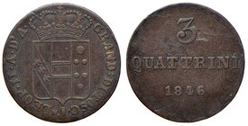 FIRENZE Leopoldo II di Lorena (1824-1859) 3 quattrini 1846 - GIG 89 CU (g 1,88) R difetti di conio
qBB