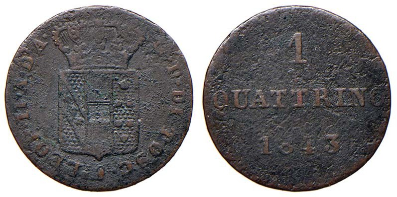 FIRENZE Leopoldo II di Lorena (1824-1859) Quattrino 1843 - GIG 110 CU (g 0,86) R...