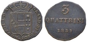 FIRENZE Leopoldo II di Lorena (1824-1859) 3 Quattrini 1839 - GIG 84 CU (g 1,77) R tondello ritoccato
qBB