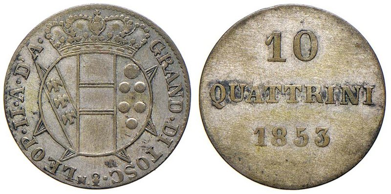 FIRENZE Leopoldo II di Lorena (1824-1859) 10 Quattrini 1853 - GIG 65 MI (g 1,93)...