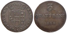FIRENZE Leopoldo II (1824-1859) 3 Quattrini 1843 - Gig. 86 CU (g 2,07)
BB