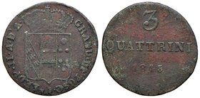 FIRENZE Leopoldo II (1824-1859) 3 Quattrini 1845 - Gig. 88 CU (g 2,00)
MB+