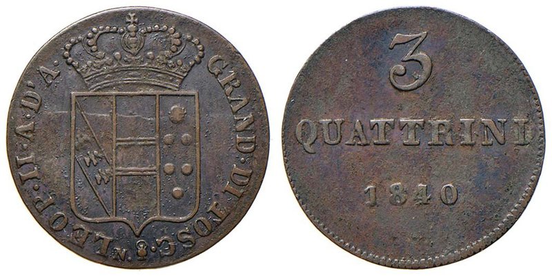 FIRENZE Leopoldo II (1824-1859) 3 Quattrini 1840 - Gig. 85 CU (g 2,00)
BB