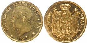 MILANO Napoleone (1805-1814) 20 Lire 1809 Stella a sei punte e M su data - Gig. 85c AU R Sigillato BB/SPL da Numismatica Ranieri. Graffio nel campo de...